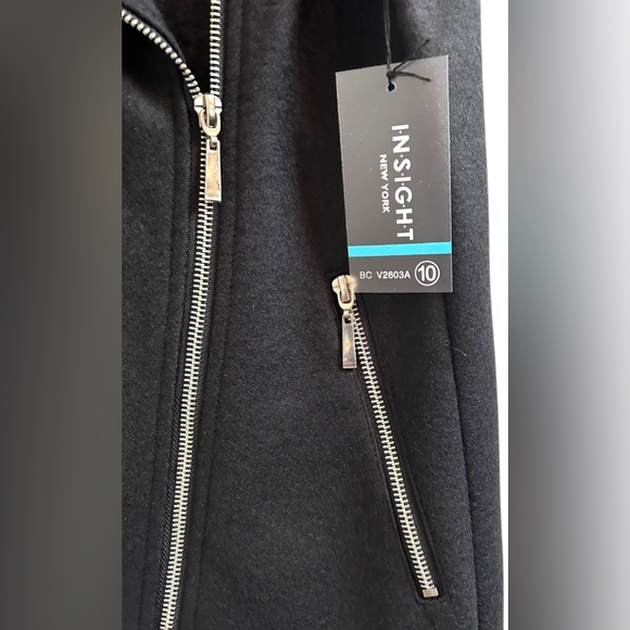 NORDSTROM INSIGHT NEW YORK Moto Asymmetrical Zipper Wool Tunic Vest Blk 10✨NWT✨ - Picture 2 of 9